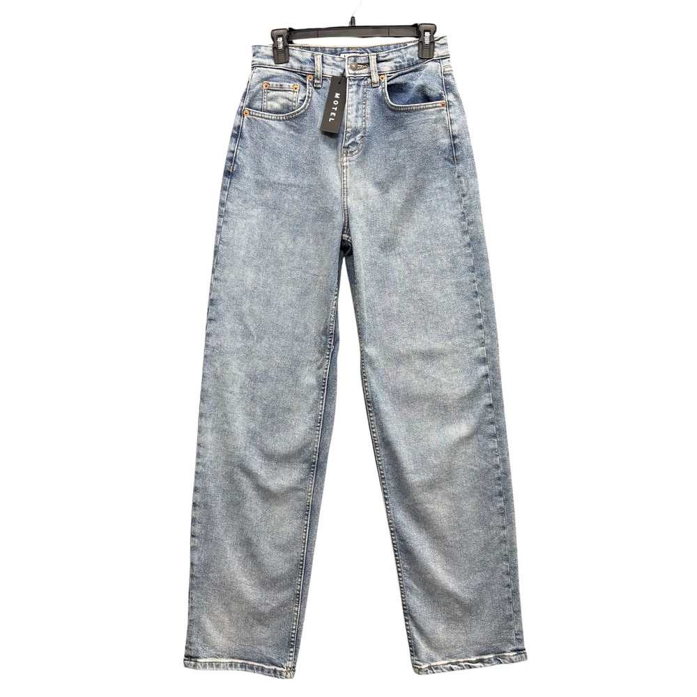 Motel Rocks Parallel Jeans Light Wash‎ Blue High Waist Straight Leg Sz S 33L NWT